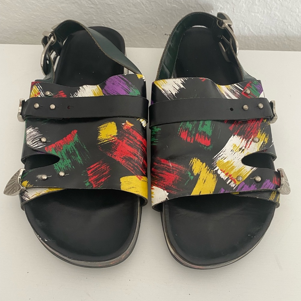 TOGA Pulla Multicolor Painted Leather Slide Sandals - Picture 2 of 6